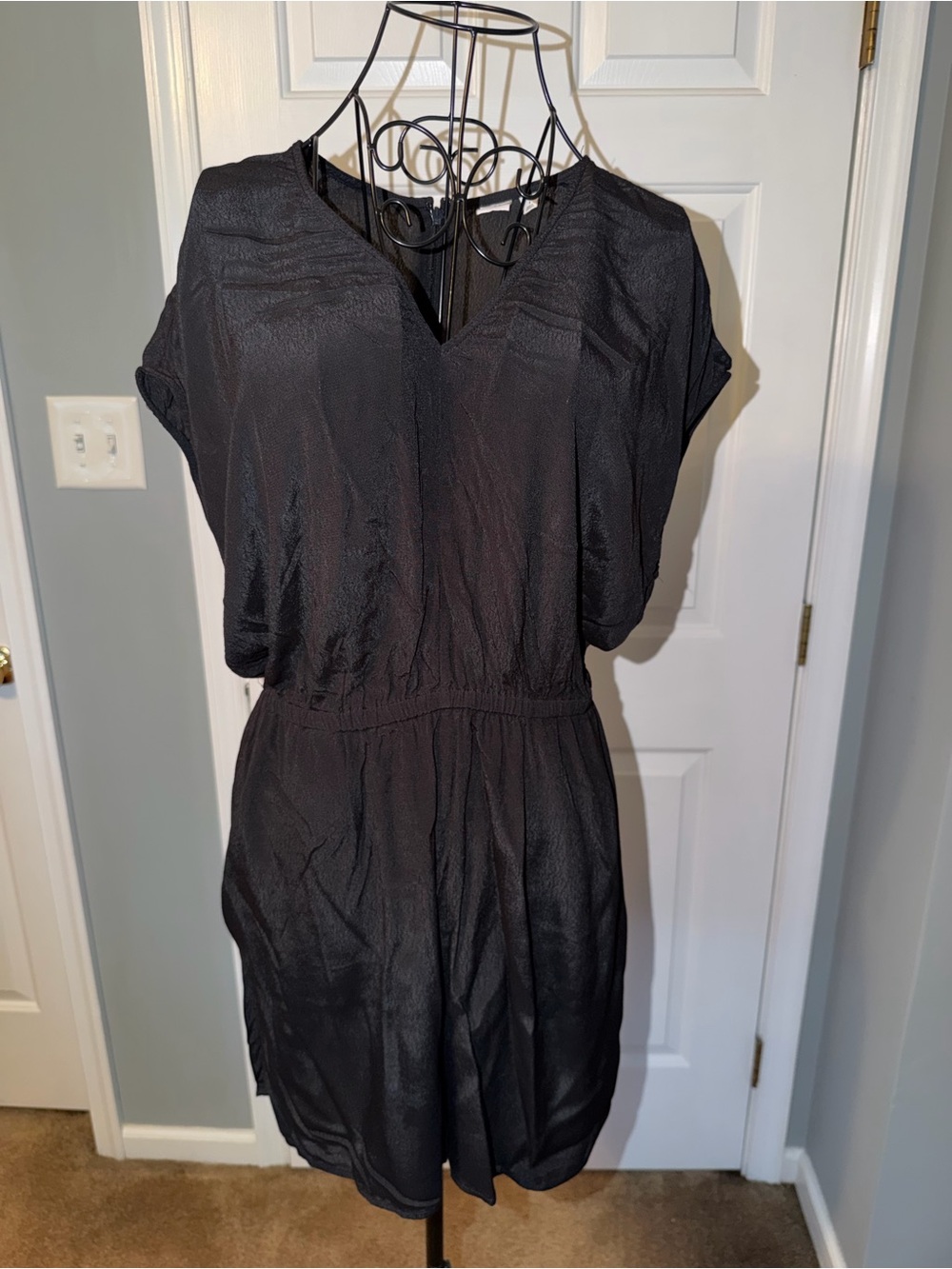 Black V-Neck Short Sleeve Romper